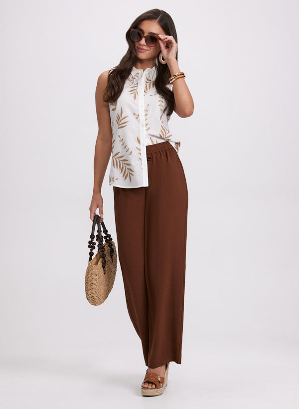 Laura Olivia Crinkled Wide-Leg Pants