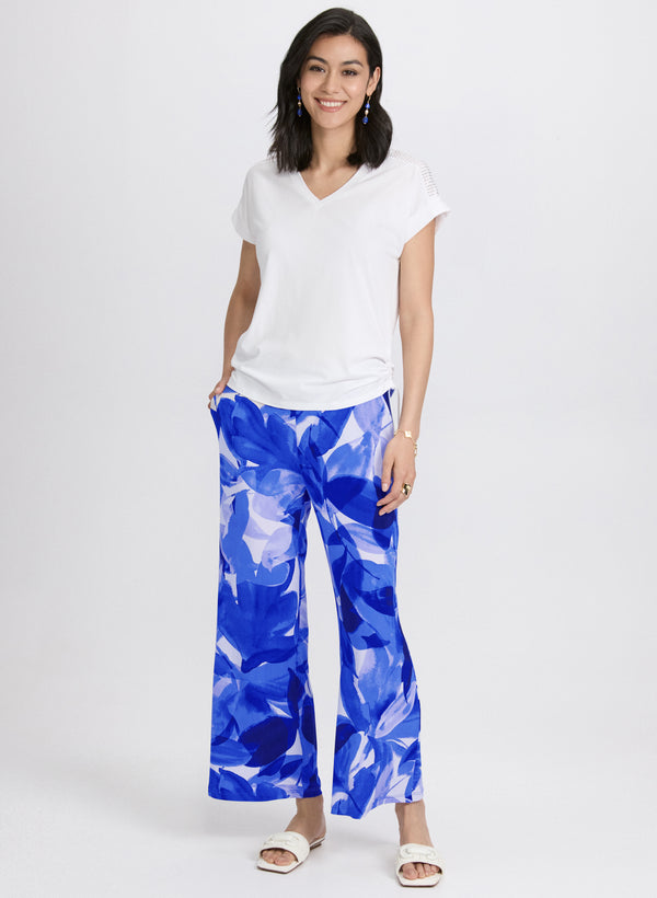 Laura Olivia Leaf Print Wide-Leg Pants