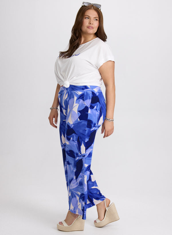 Laura Olivia Leaf Print Wide-Leg Pants