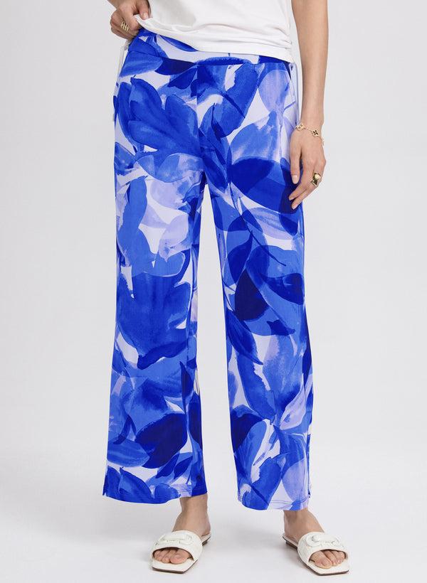 laura Olivia Leaf Print Wide-Leg Pants