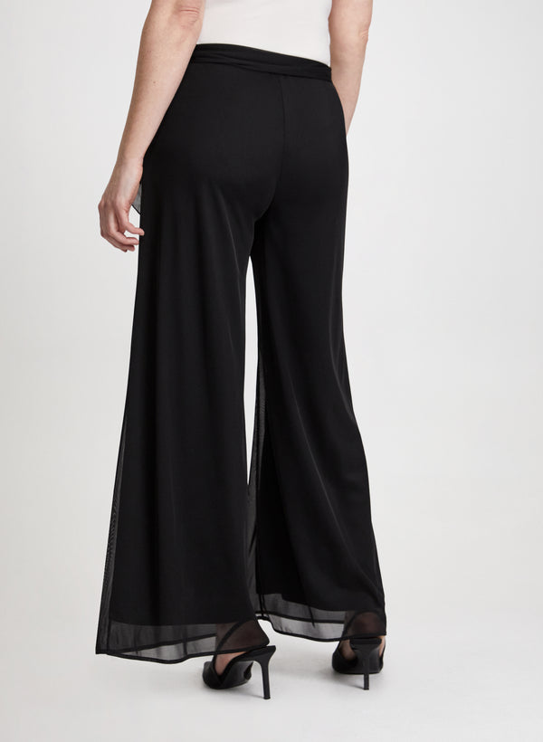 Laura Olivia Mesh Overlay Wide-Leg Pants - Regular