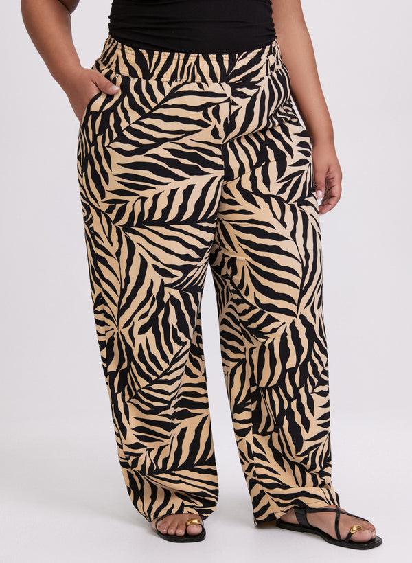 laura Olivia Palm Print Wide-Leg Pants