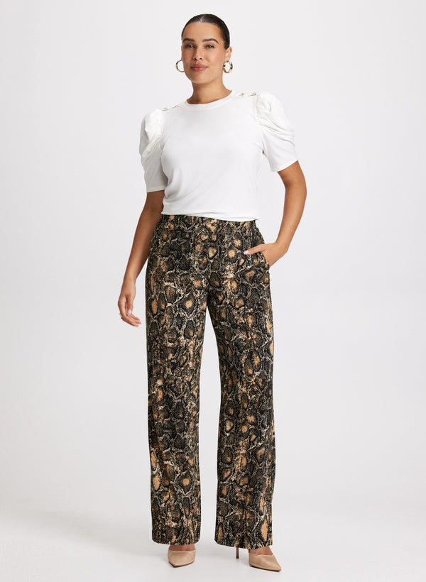 Laura Olivia Snake Print Wide-Leg Pants