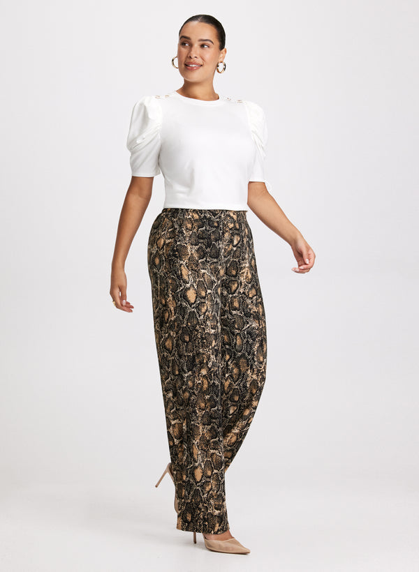 Laura Olivia Snake Print Wide-Leg Pants