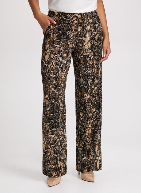 laura Olivia Snake Print Wide-Leg Pants
