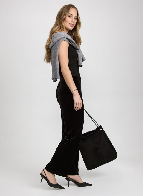 Laura Olivia Velour Wide-Leg Pants – Short