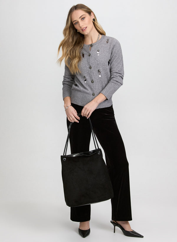 Laura Olivia Velour Wide-Leg Pants – Short