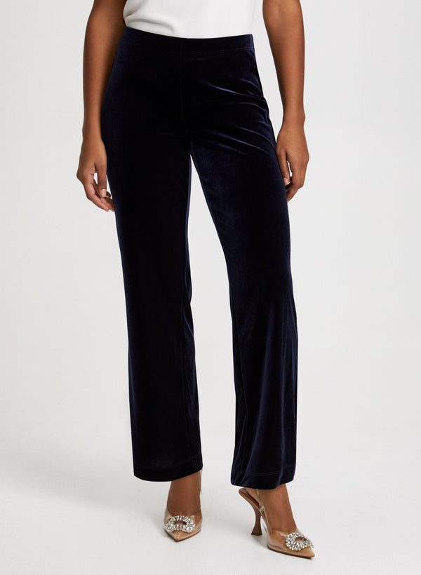laura Olivia Velour Wide-Leg Pants – Short