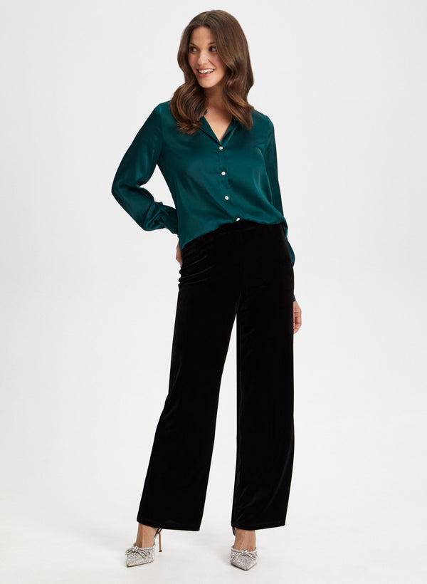 Laura Olivia Velour Wide-Leg Pants – Tall