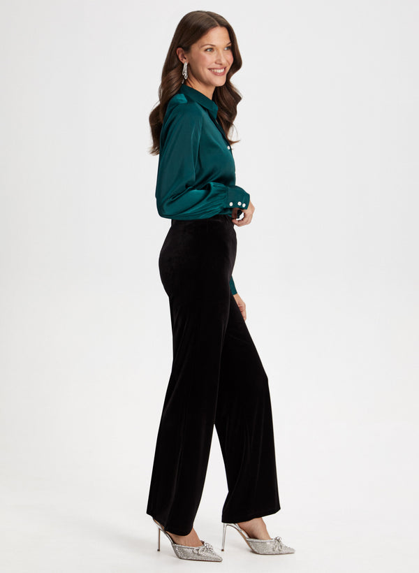 Laura Olivia Velour Wide-Leg Pants – Tall