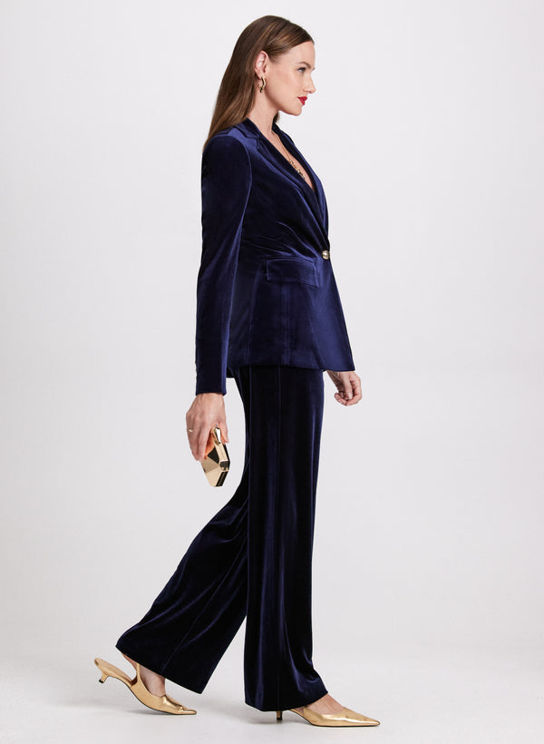 Laura Olivia Velvet Wide Leg Pants - Regular