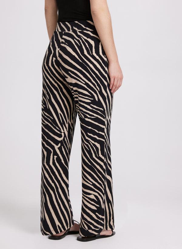 Laura Olivia Zebra Print Wide-Leg Pants
