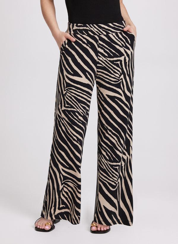 laura Olivia Zebra Print Wide-Leg Pants