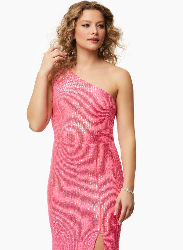 Laura One Shoulder Sequin Detail Dress