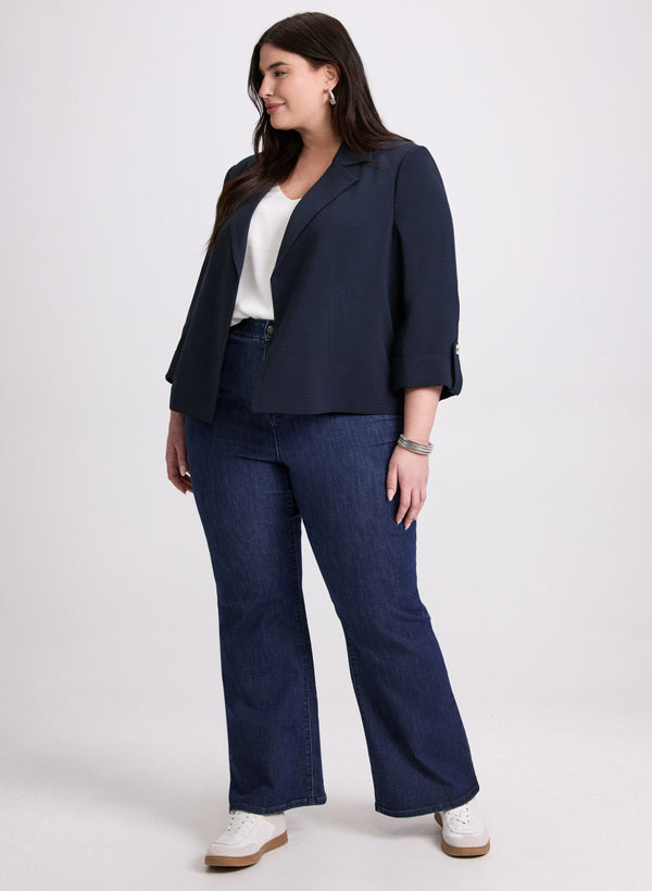 laura Open Crinkle Jacket & Flare Leg Jeans