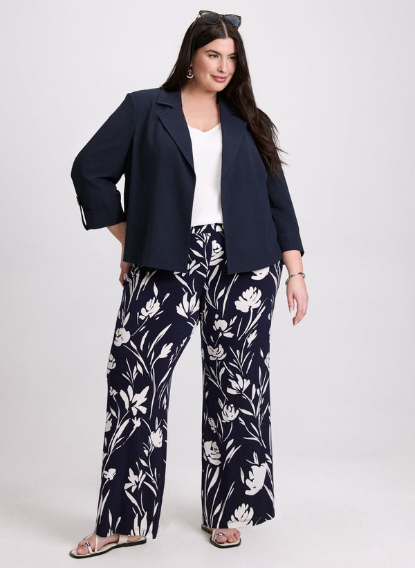 laura Open Crinkle Jacket & Floral Print Pants