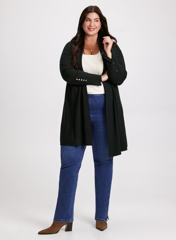 laura Open-Front Cardigan & Pull-On Jeans