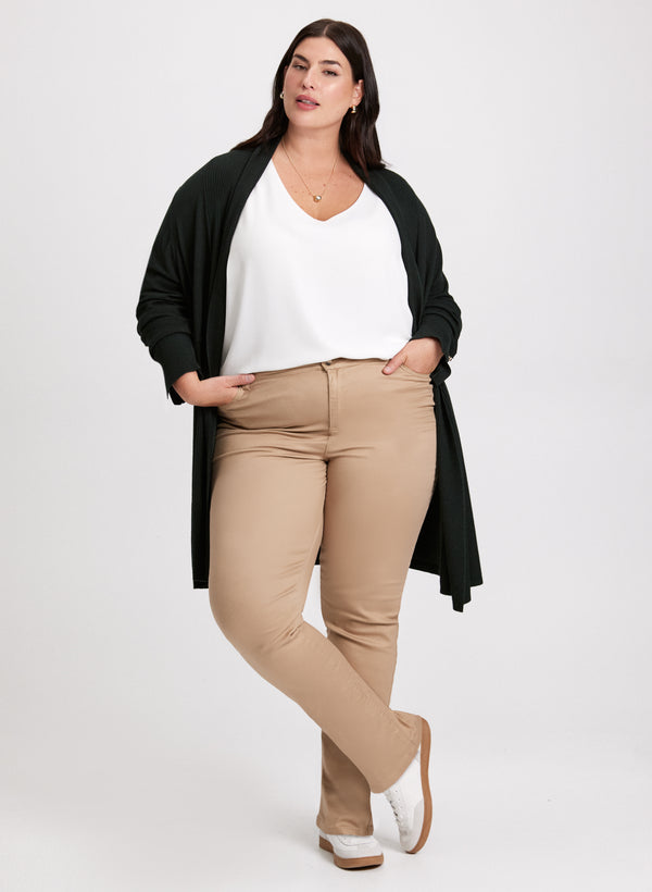 laura Open-Front Cardigan & Slim Leg Jeans