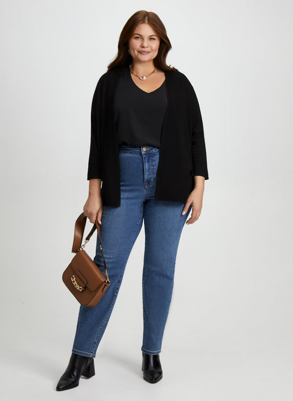 laura Open Front Cardigan & Slim Leg Jeans
