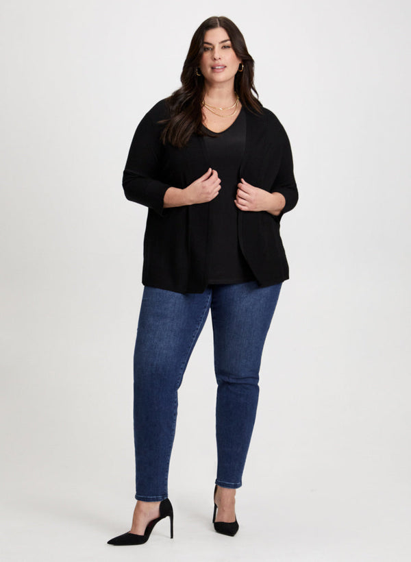 laura Open Front Cardigan & Straight Leg Jeans