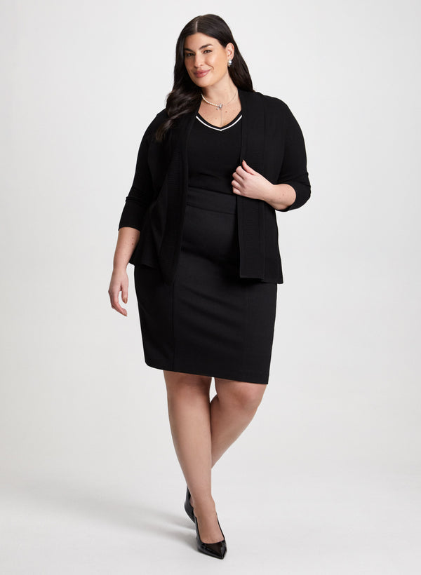 laura Open Front Knit Cardigan & Pencil Skirt