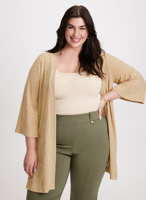 laura Open Front Textured Cardigan