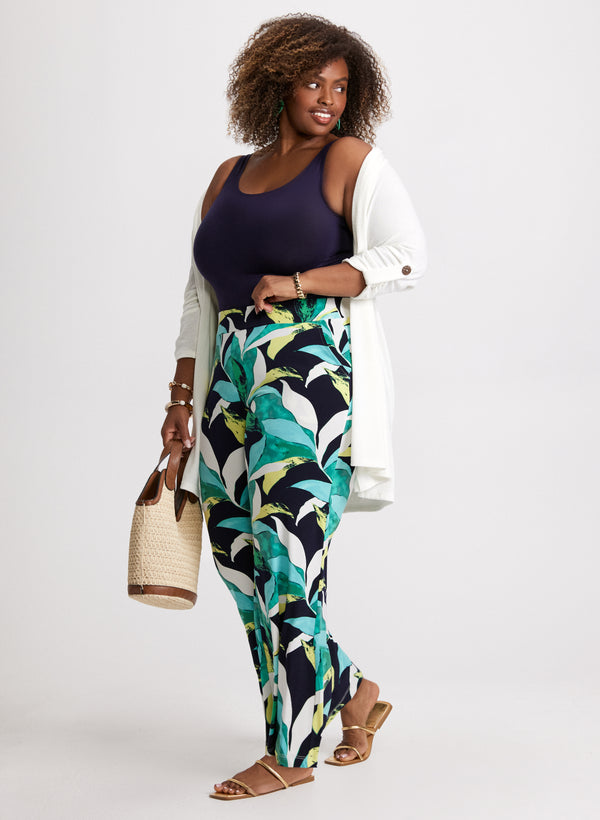 laura Open Front Top & Leaf Print Pants