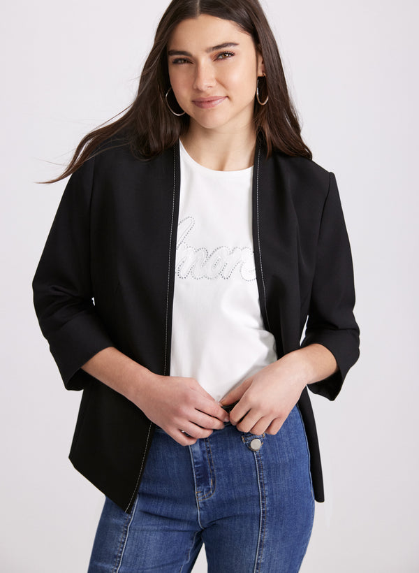 laura Open Twill Collarless Jacket