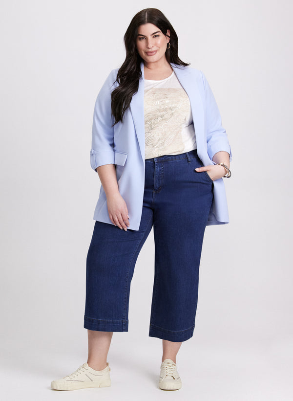 laura Open Twill Jacket & Cropped Wide-Leg Jeans