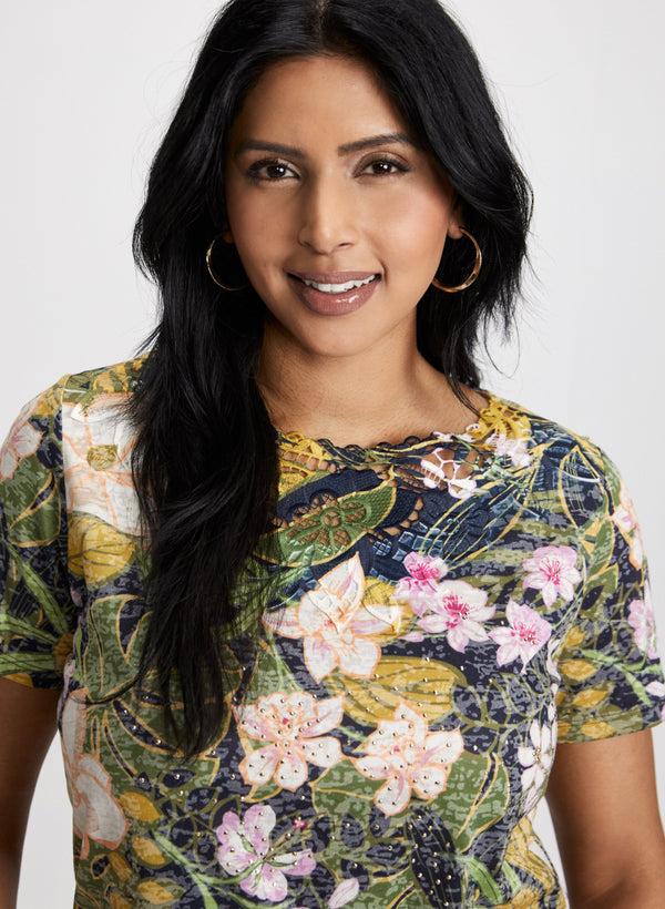 Laura Openwork Floral Top