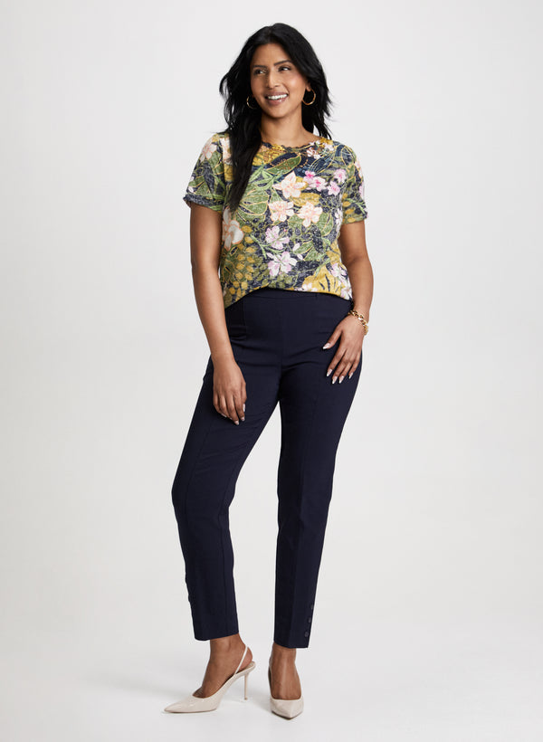 Laura Openwork Floral Top