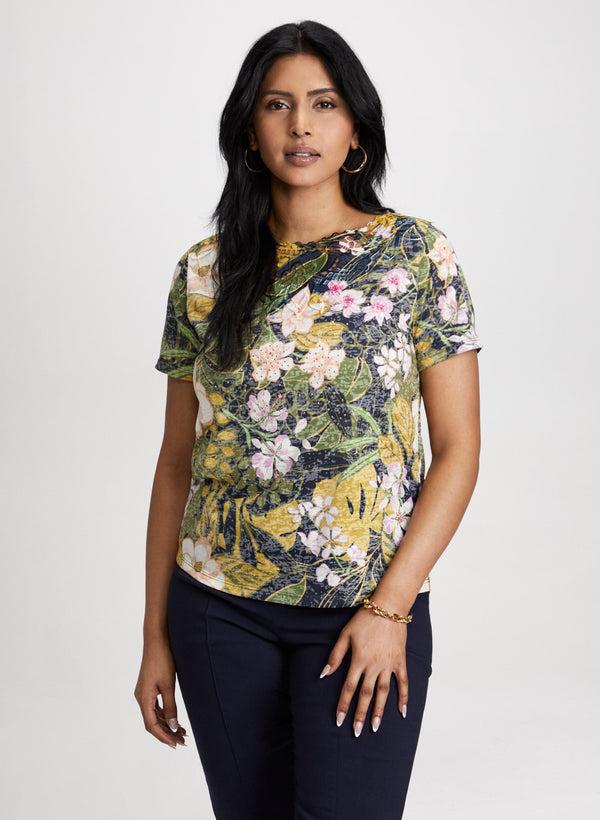 laura Openwork Floral Top