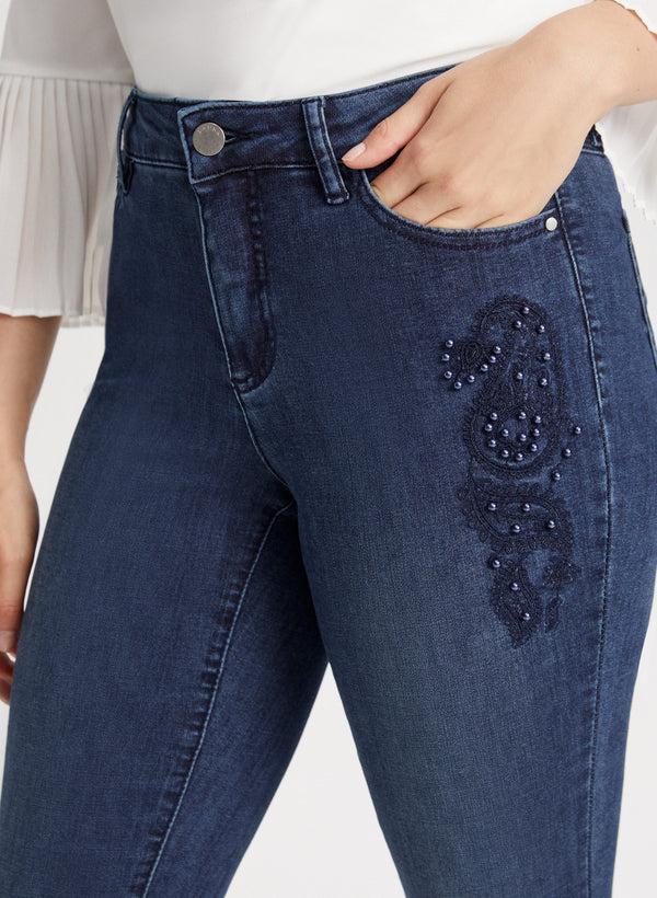 Laura Paisley Appliqué Straight Leg Jeans