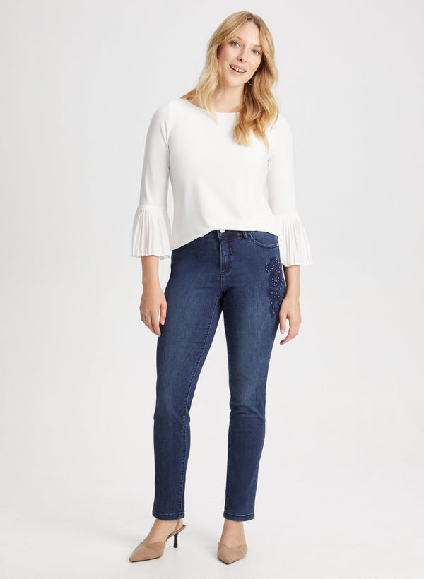 Laura Paisley Appliqué Straight Leg Jeans