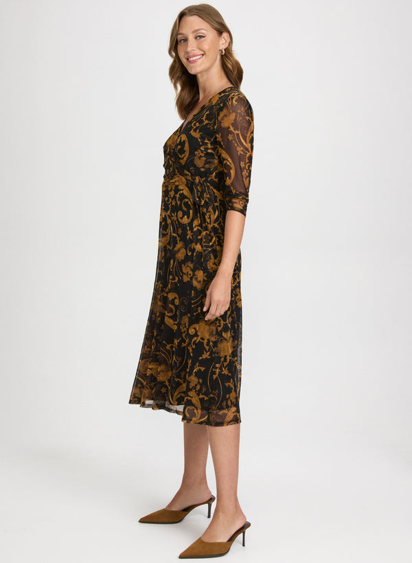 Laura Paisley Faux-Wrap Dress