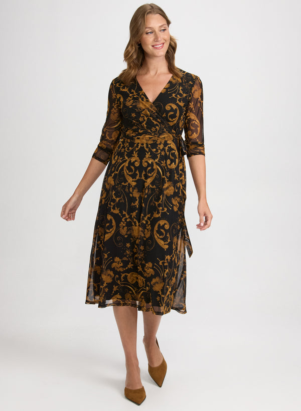 laura Paisley Faux-Wrap Dress