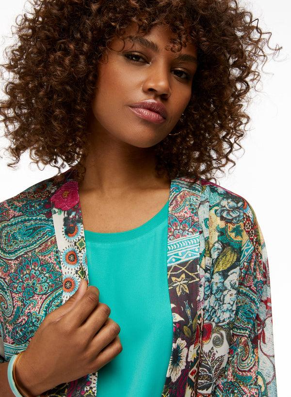 Laura Paisley & Floral Motif Open Front Top