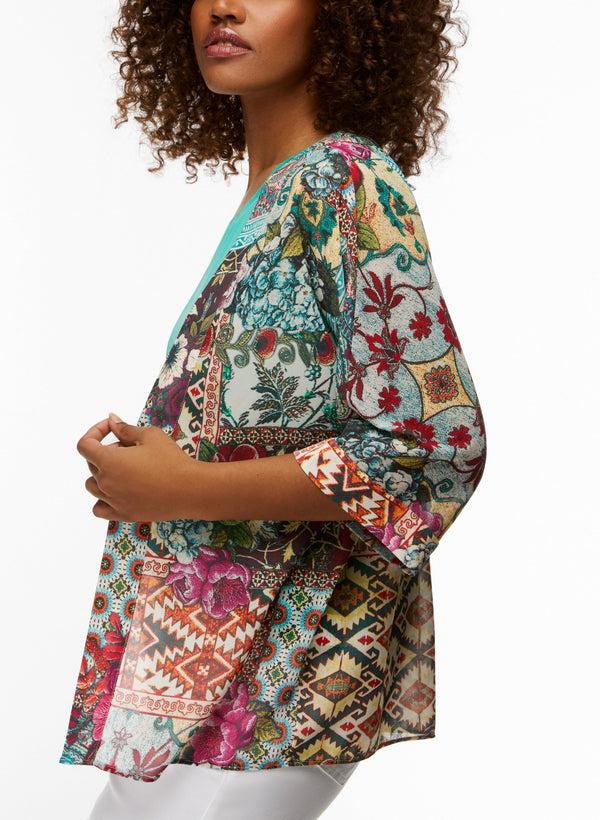 Laura Paisley & Floral Motif Open Front Top