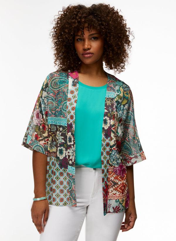 laura Paisley & Floral Motif Open Front Top