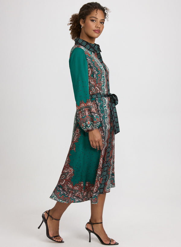 Laura Paisley Long Sleeve Dress