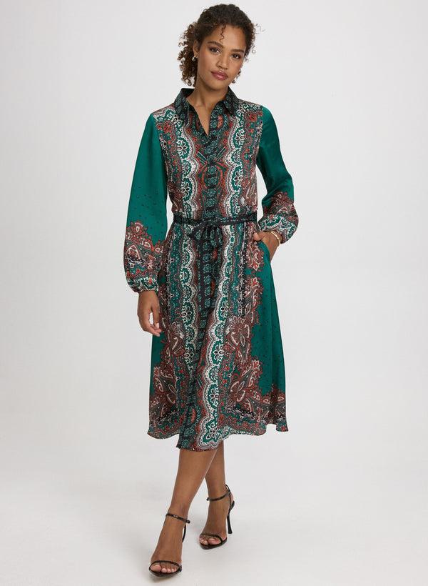 laura Paisley Long Sleeve Dress