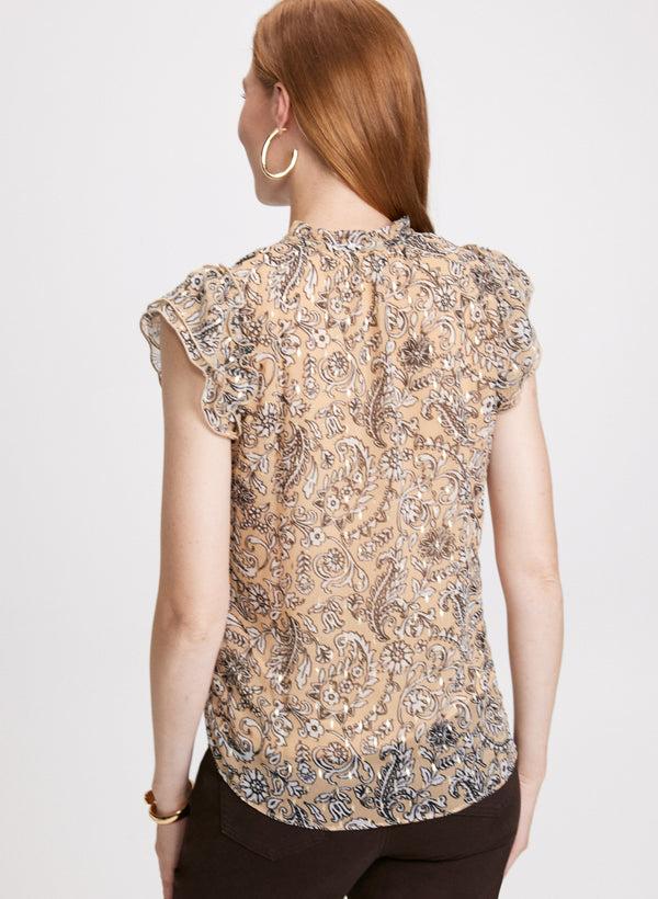 Laura Paisley Print Cap Sleeve Blouse
