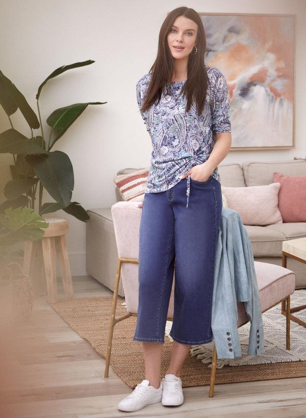 Laura Paisley Print Drawstring Detail Tee