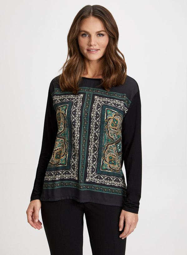 laura Paisley Print Long Sleeve Top
