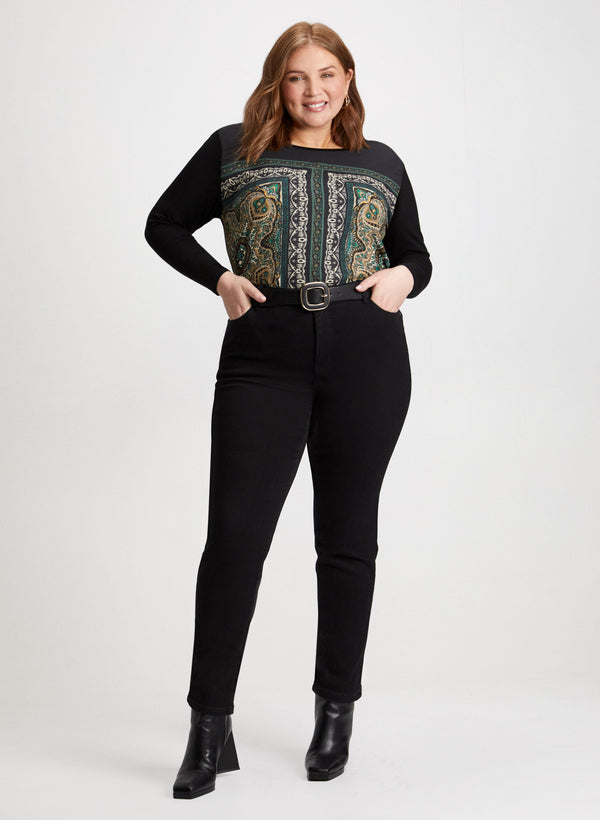 laura Paisley Print Top & Straight Leg Pants