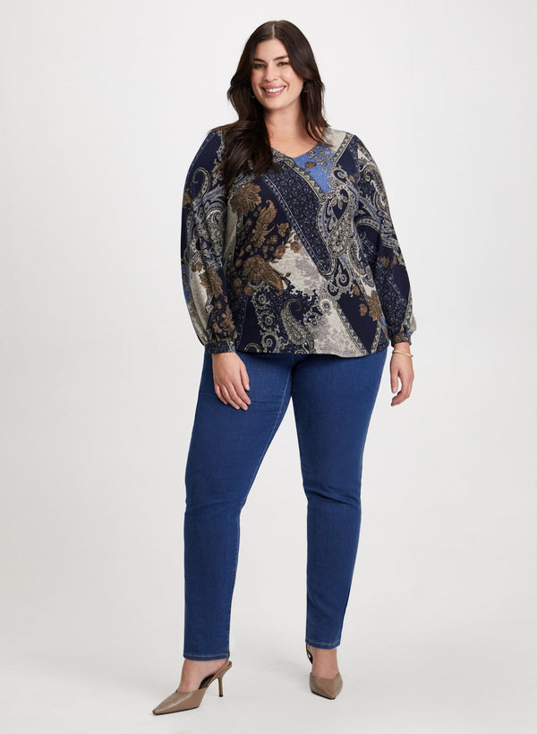 laura Paisley Top & Straight Leg Jeans