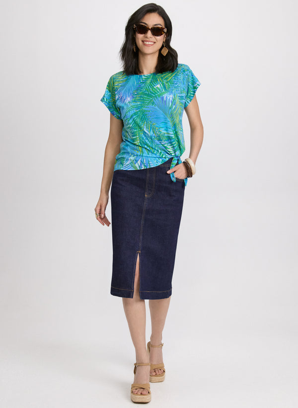 Laura Palm Leaf Print Top