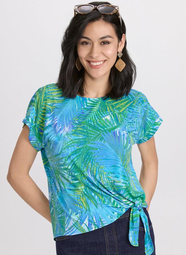 laura Palm Leaf Print Top