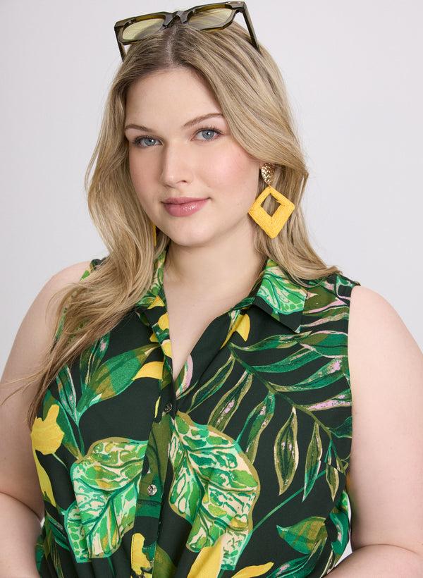 Laura Palm Print Blouse