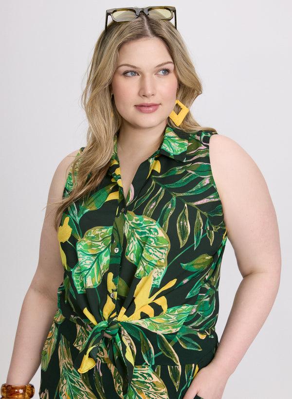 laura Palm Print Blouse